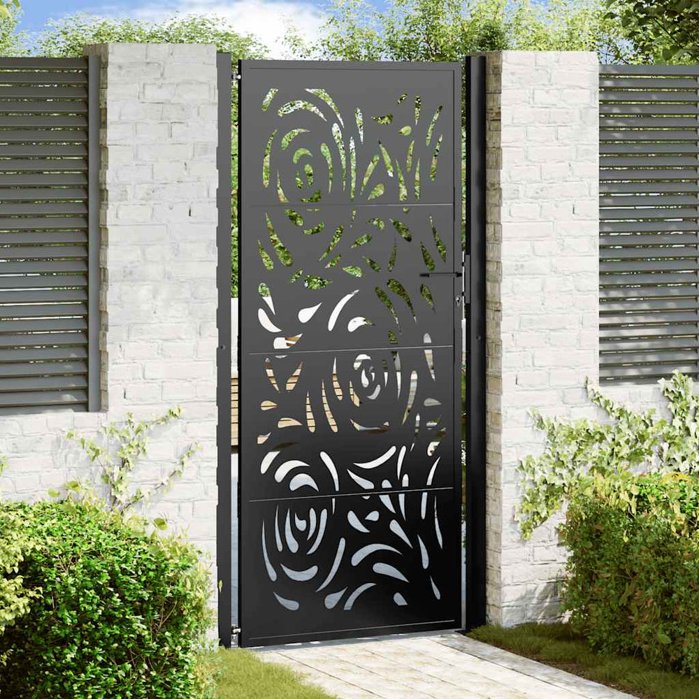 Vidaxl poort met vlamontwerp 100x200 cm staal zwart