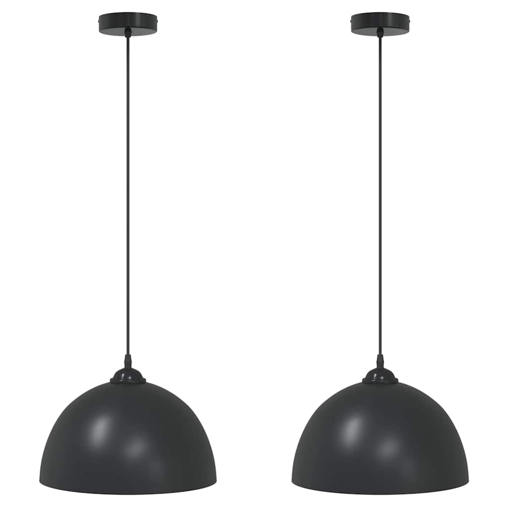 Vidaxl hanglampen 2 st in hoogte verstelbaar e27 30 cm metaal zwart