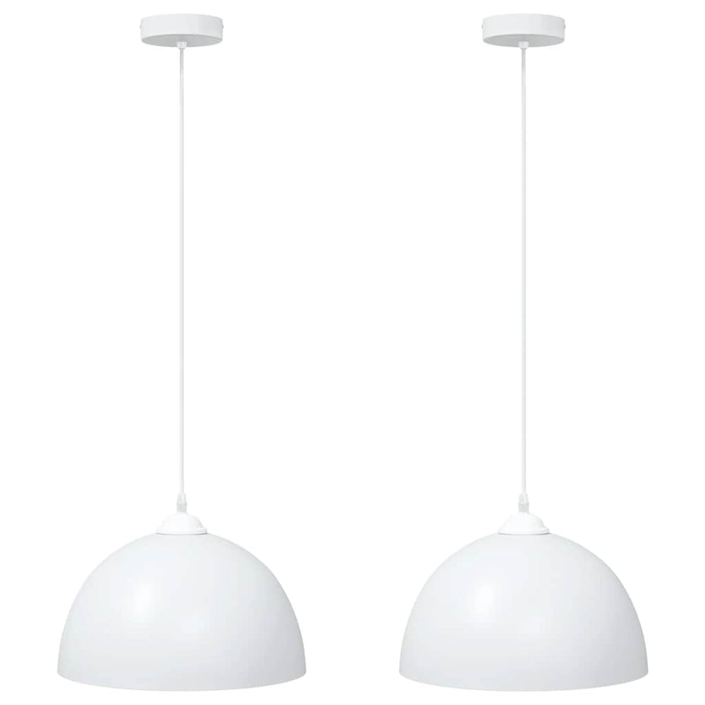 Vidaxl hanglampen 2 st in hoogte verstelbaar e27 30 cm metaal wit