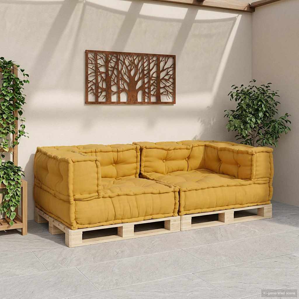 Vidaxl 2-zits modulaire bank 140x70x36 stof geel
