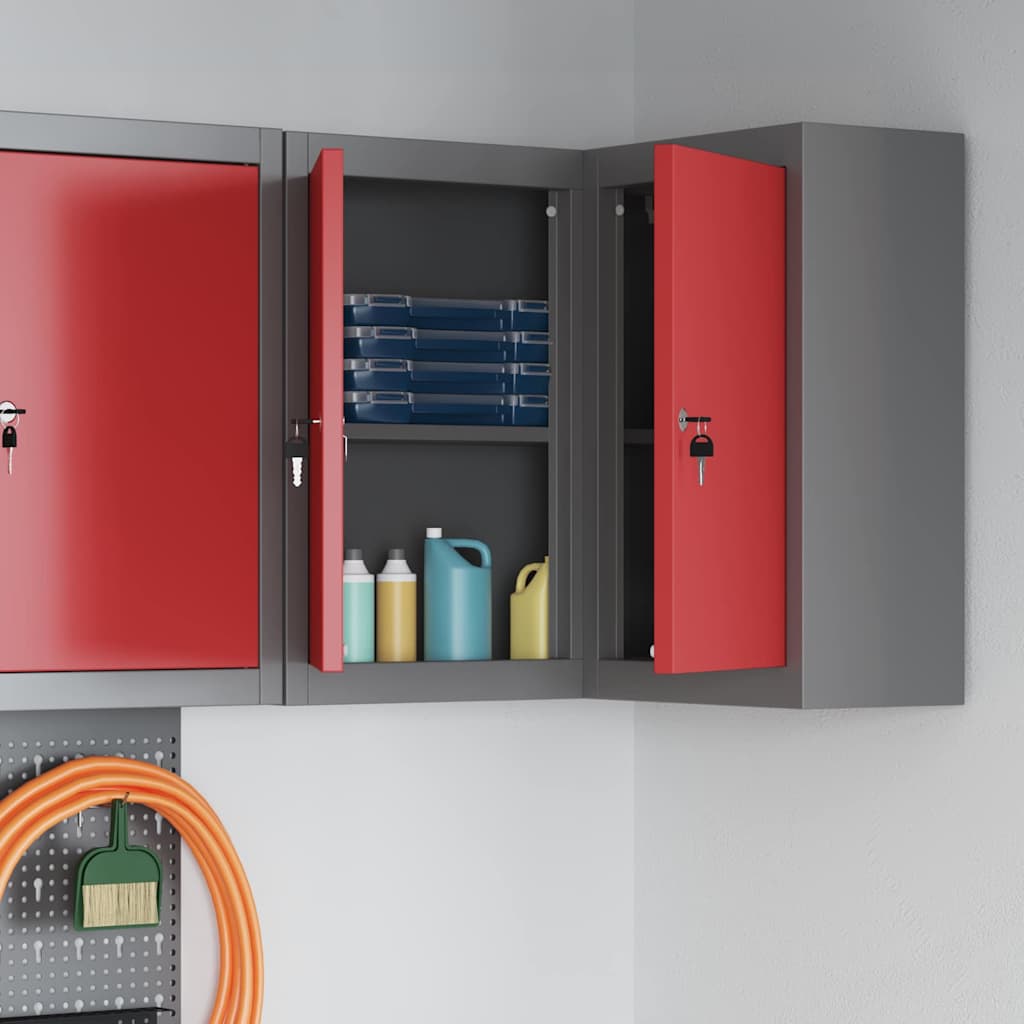 Vidaxl gereedschapskast met plank rood en grijs 55 x 55 x 55 cm staal