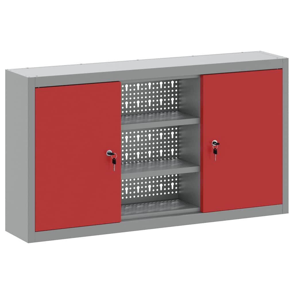 Vidaxl gereedschapskast met plank rood en grijs 50 x 20 x 55 cm