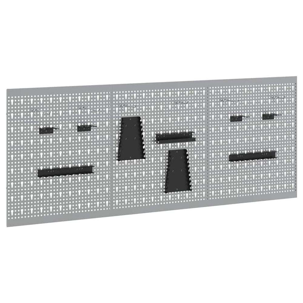 Vidaxl gereedschap wandpaneel 3 pcs grijs 150 x 1 x 60 cm