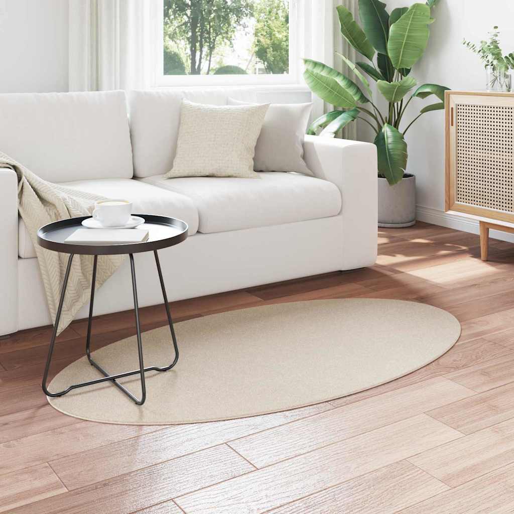 Vidaxl vloerkleden ovaal huarte beige 80 x 150 cm 100% polyester