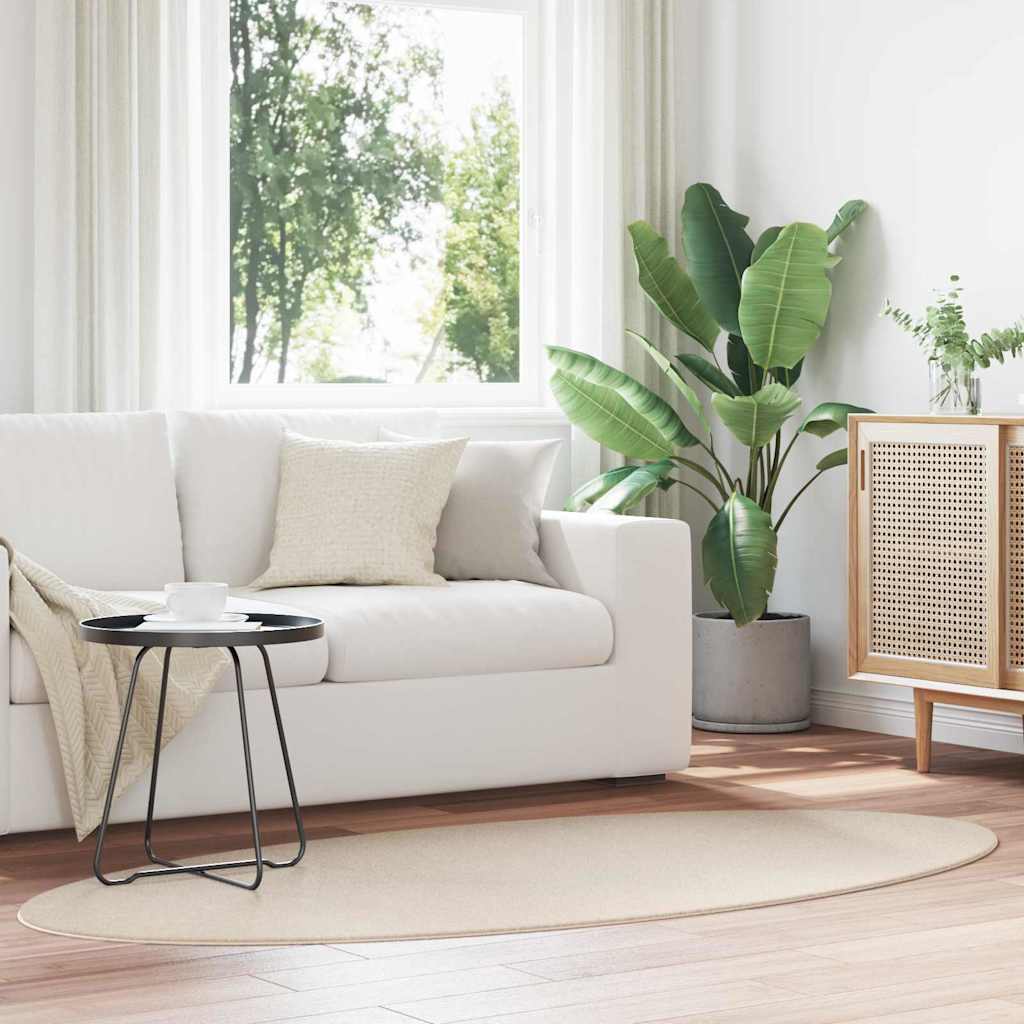 Vidaxl vloerkleden ovaal huarte beige 100 x 200 cm 100% polyester