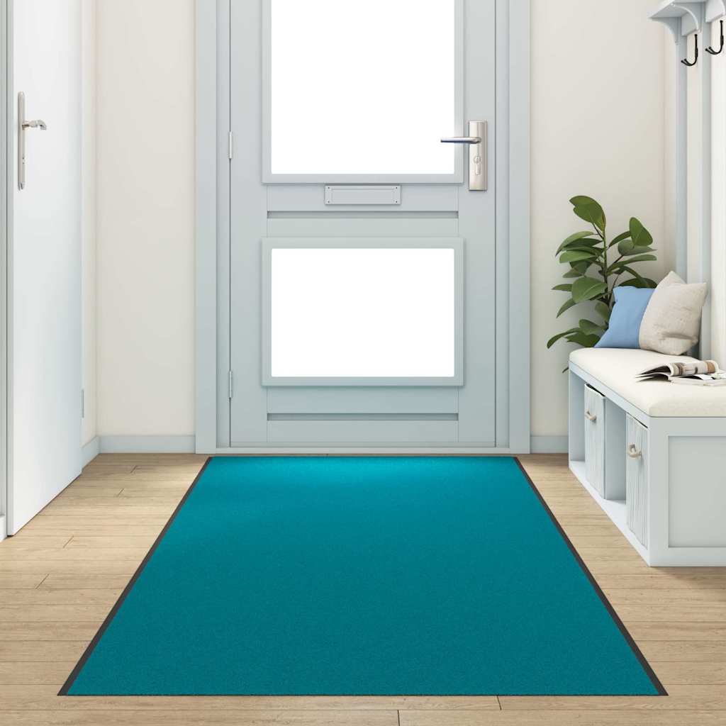 Vidaxl deurmat anders cyaan en zwart 120 x 350 cm polyamide en pvc