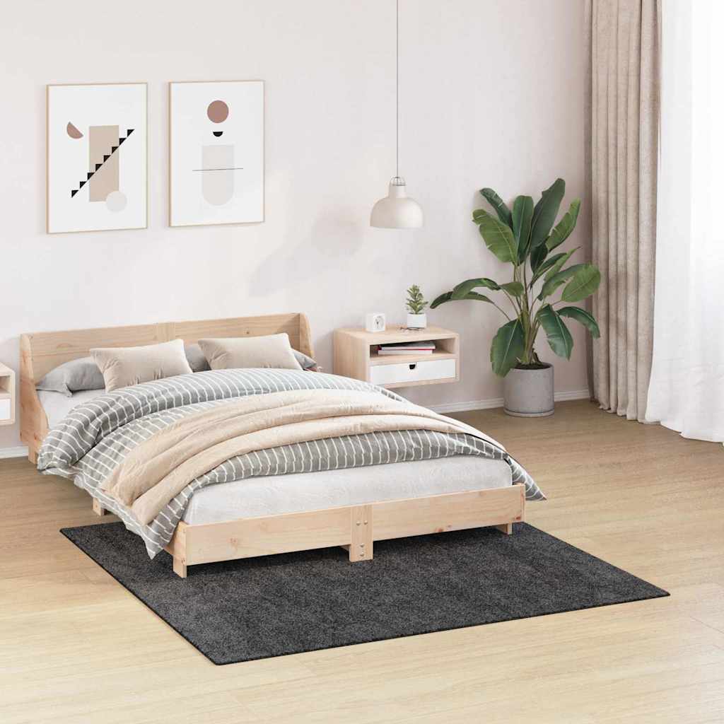 Vidaxl antislip shaggy tapijt donkergrijs 160 x 160 cm pp