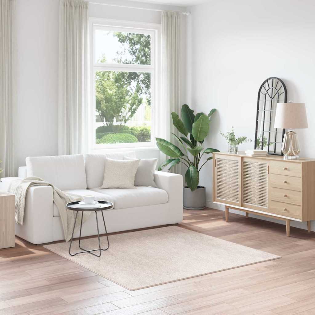 Vidaxl antislip shaggy tapijt crème 160 x 160 cm pp