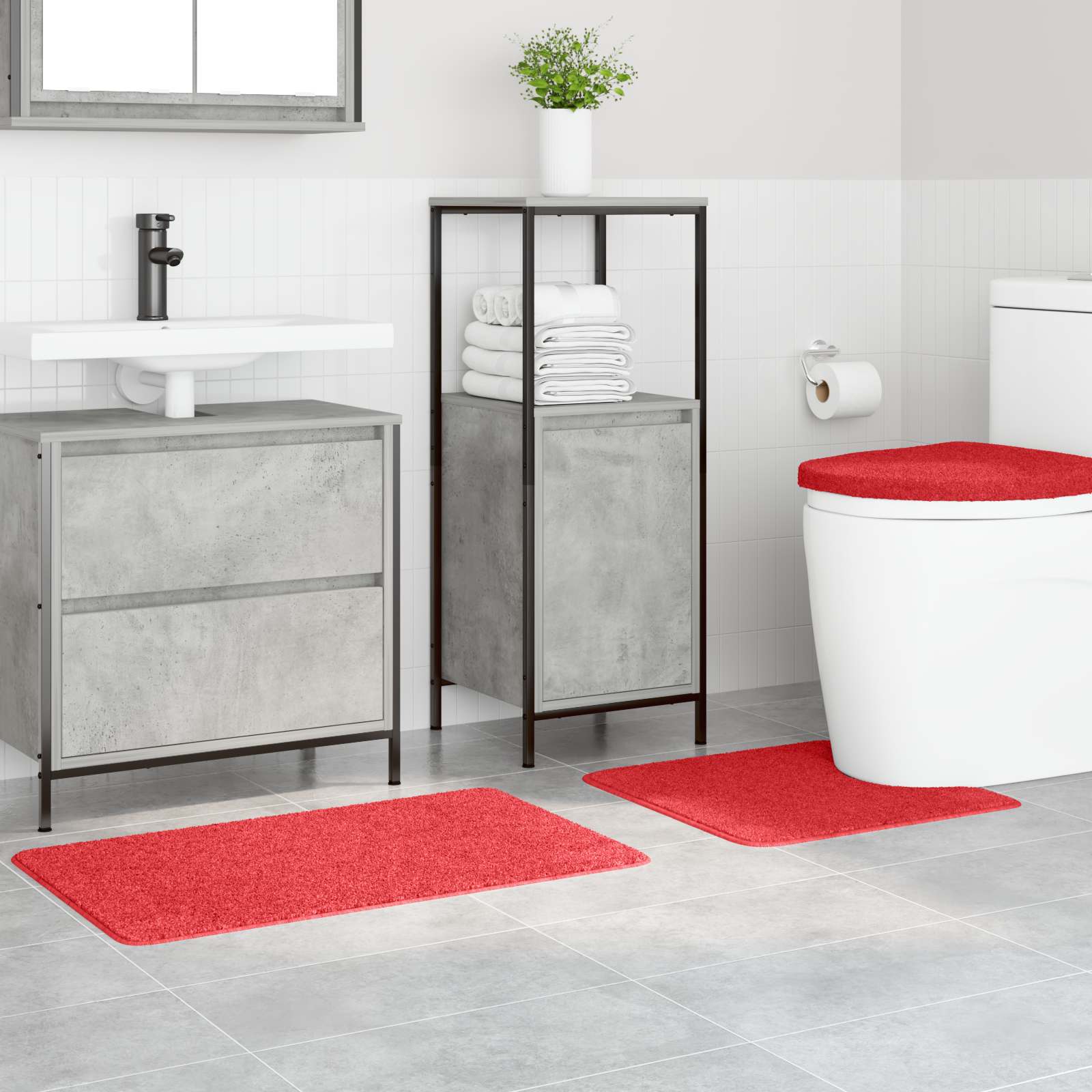 Vidaxl antislip badmat set 3 pcs rood pp