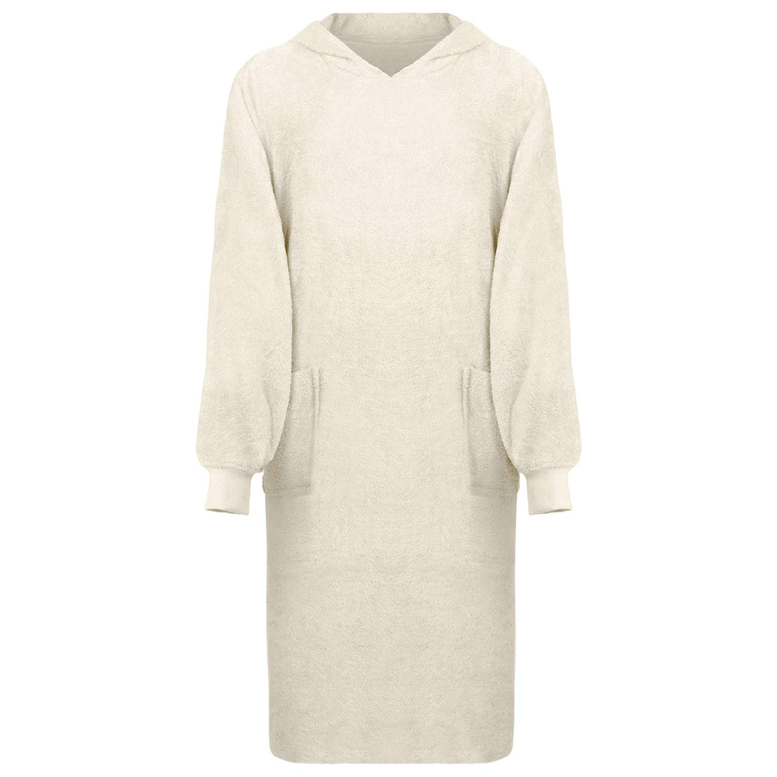 Vidaxl deken hoodie kinn crème xl katoen