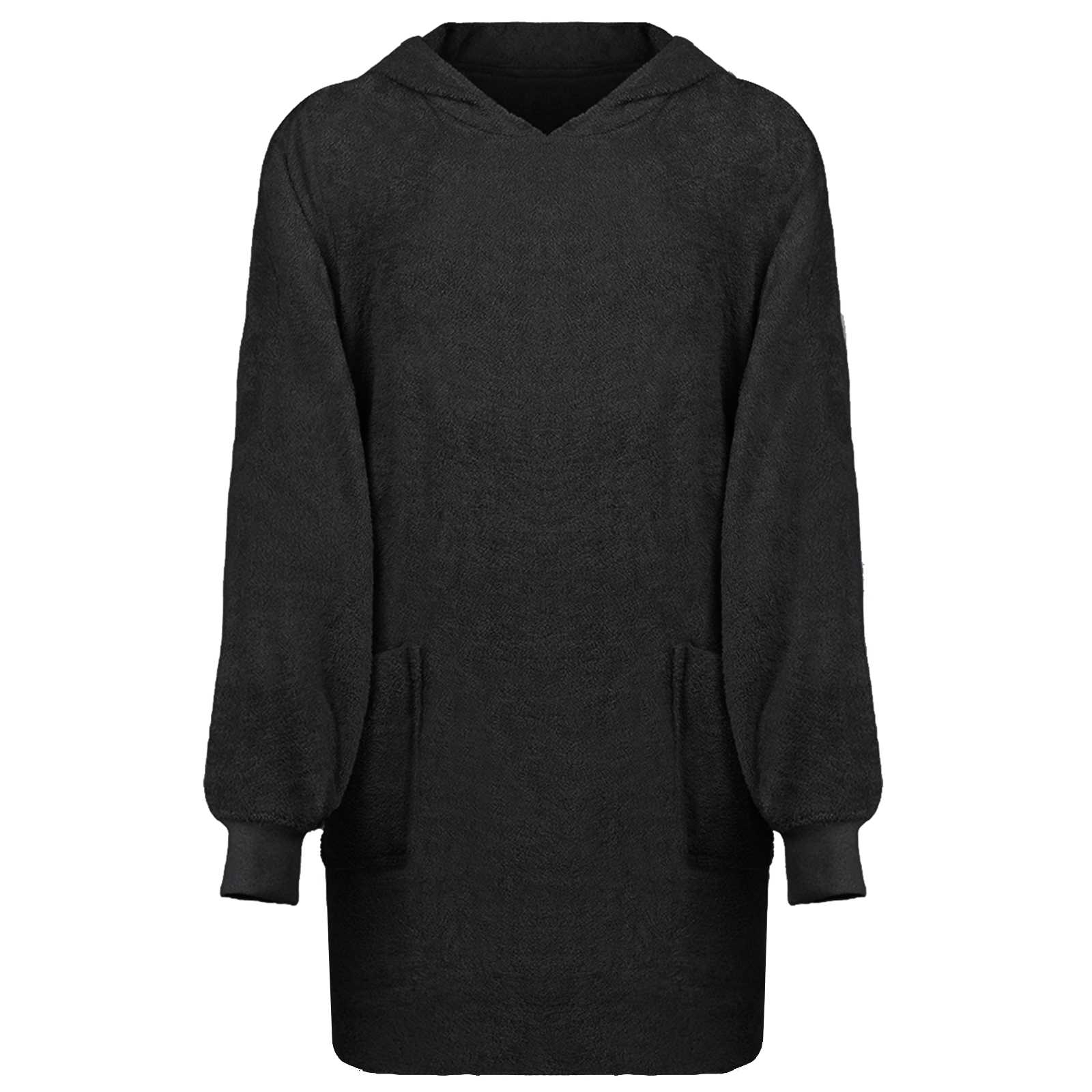 Vidaxl deken hoodie kinn zwart l katoen