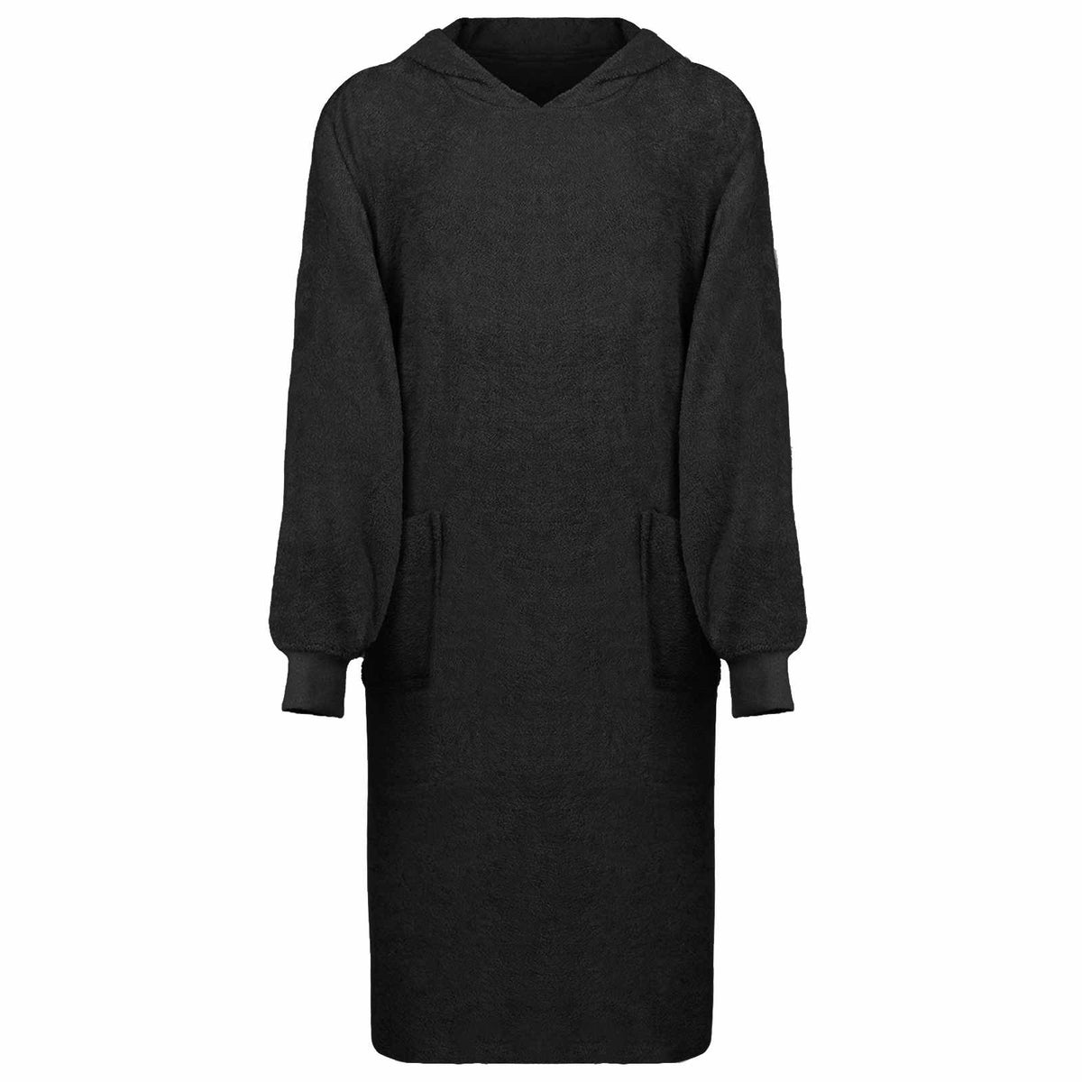 Vidaxl deken hoodie kinn zwart xl katoen