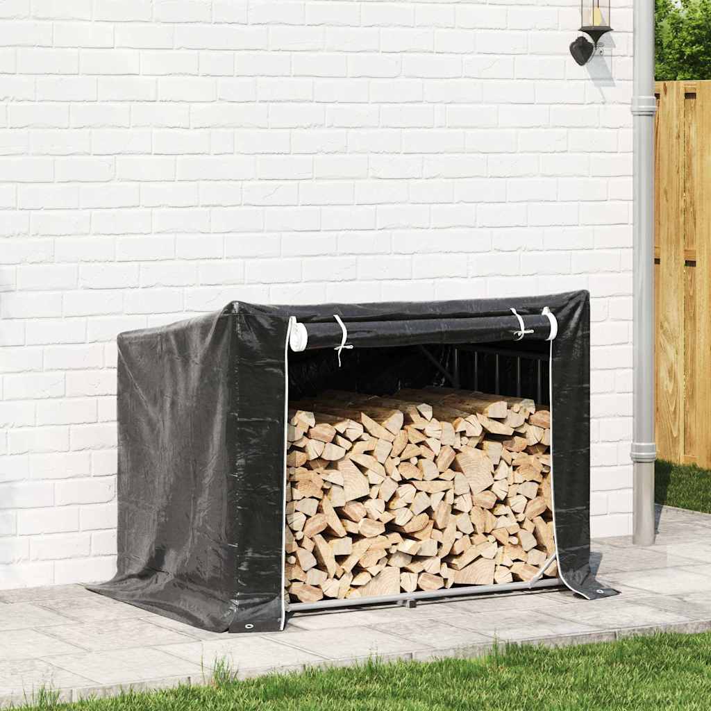 Vidaxl haardhoutrek met regenhoes 150,5x100,5x110,5 cm staal
