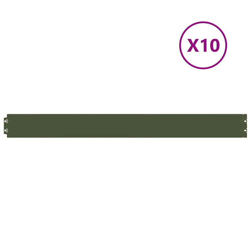 Vidaxl gazonranden 10 st 10x103 cm koudgewalst staal olijfgroen