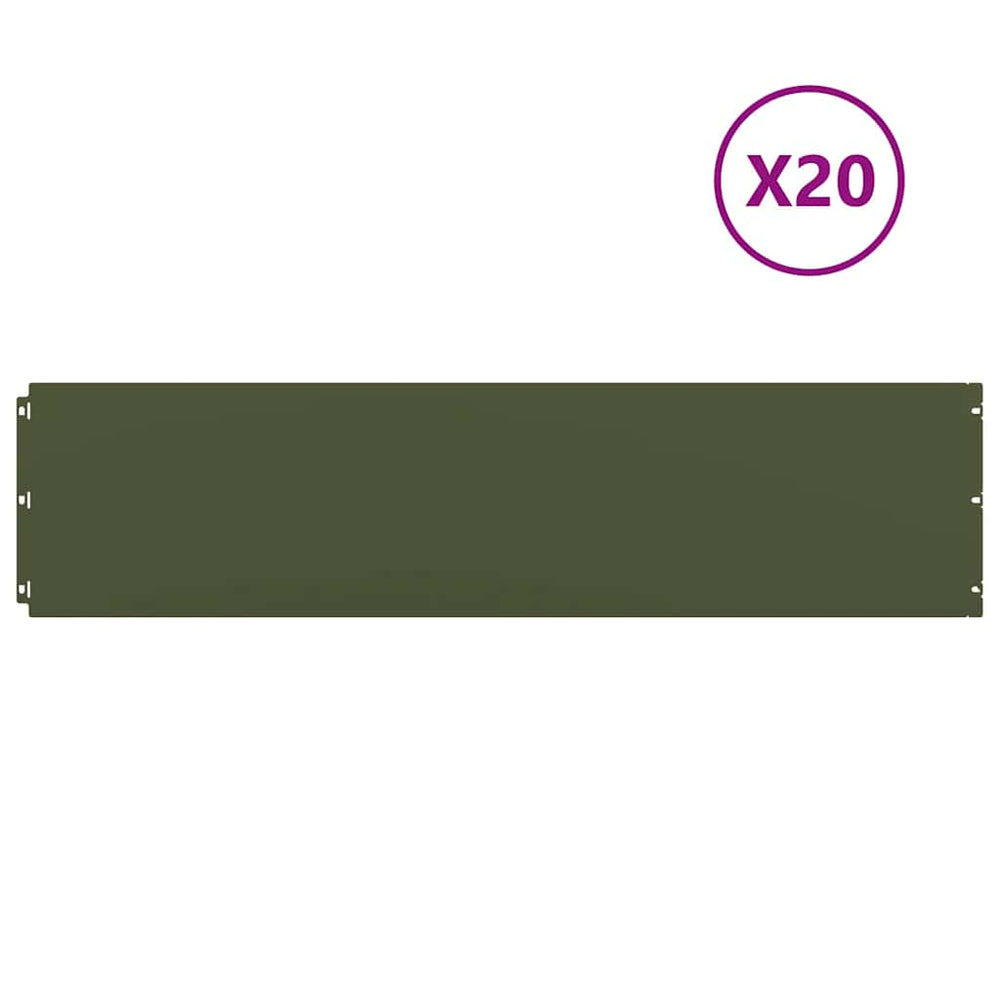 Vidaxl gazonranden 20 st 25x103 cm koudgewalst staal olijfgroen