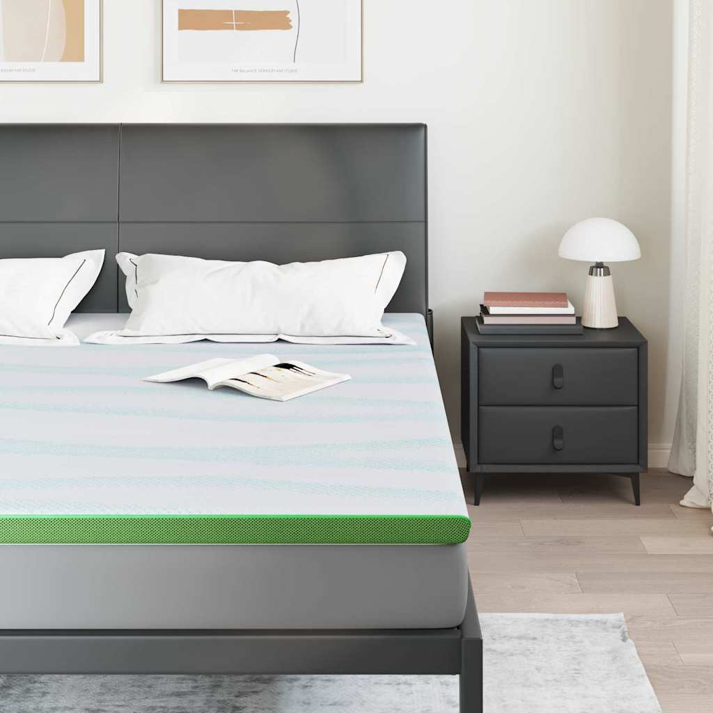 Vidaxl matrastopper wit en groen 200 x 200 cm jacquard stof