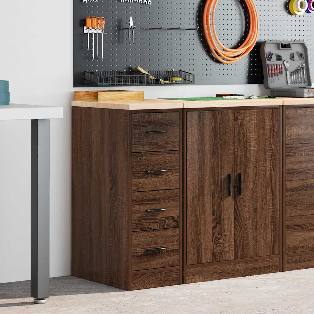 Vidaxl garagekast 30x51x85 cm massief grenenhout bruin eikenkleurig
