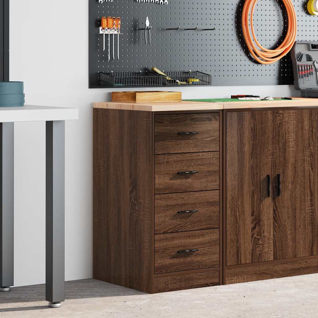 Vidaxl garagekast 40x51x85 cm massief grenenhout bruin eikenkleurig