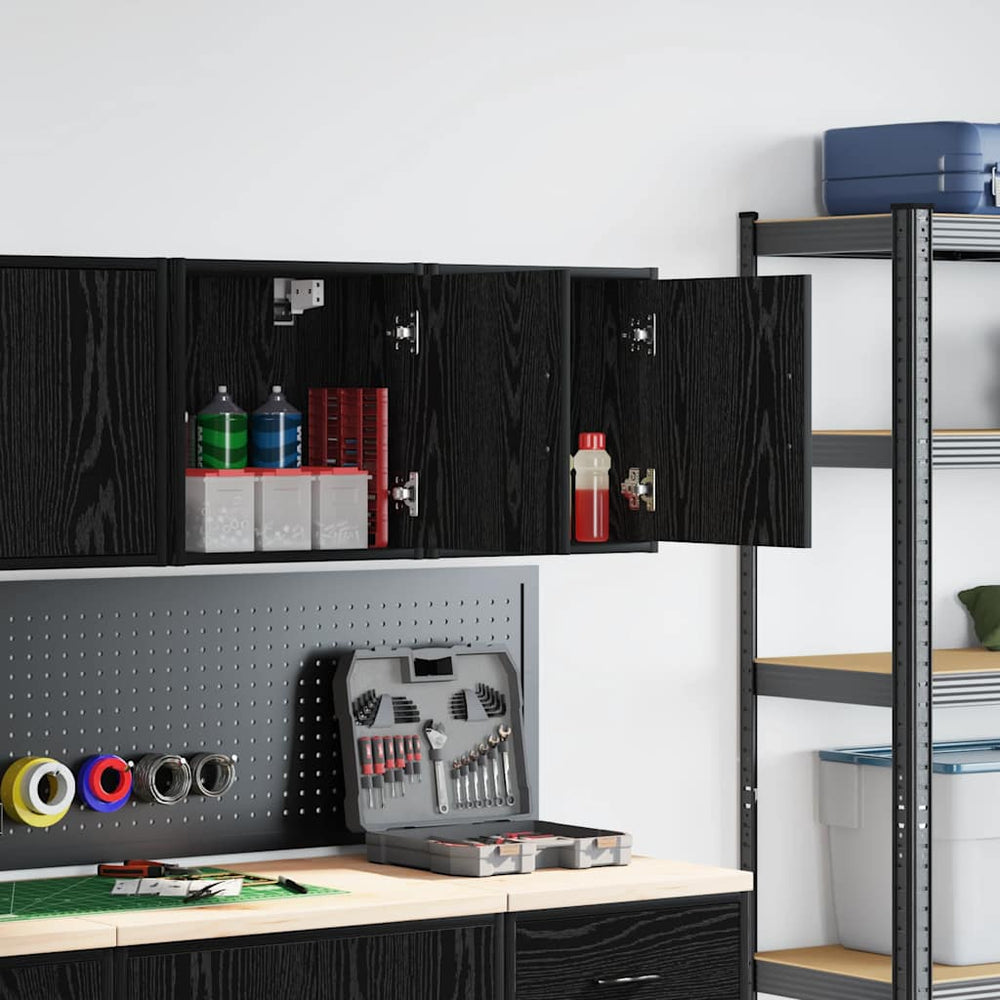 Vidaxl garagewandkasten 2 st spaanplaat zwart