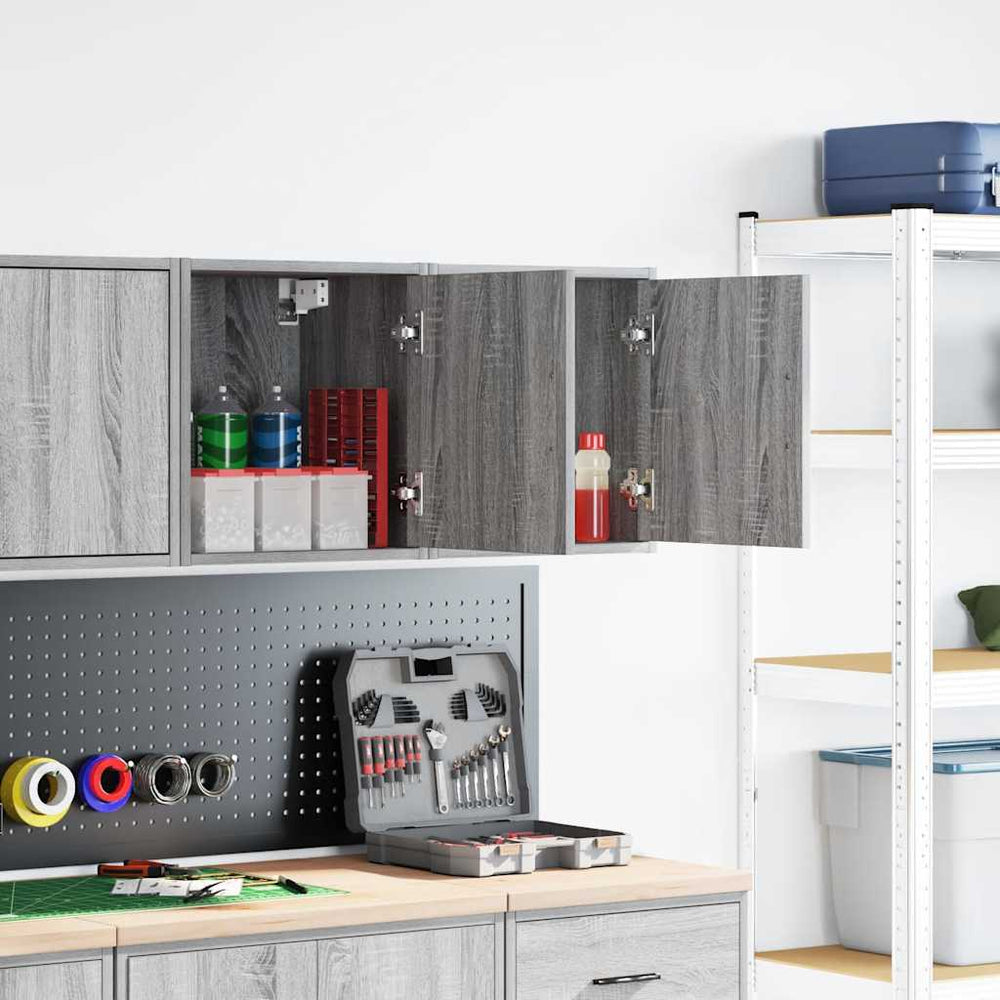 Vidaxl garagewandkasten 2 st spaanplaat sonoma grijs