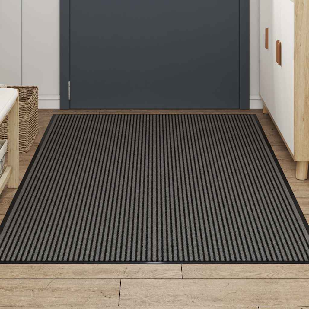 Vidaxl deurmat 115x200 cm streep zwart en grijs