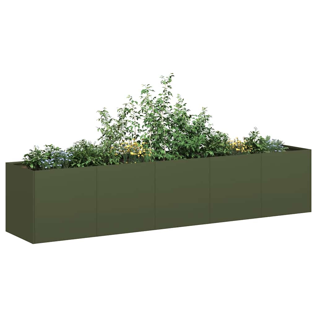 Vidaxl plantenbak 200x40x40 cm koudgewalst staal olijfgroen