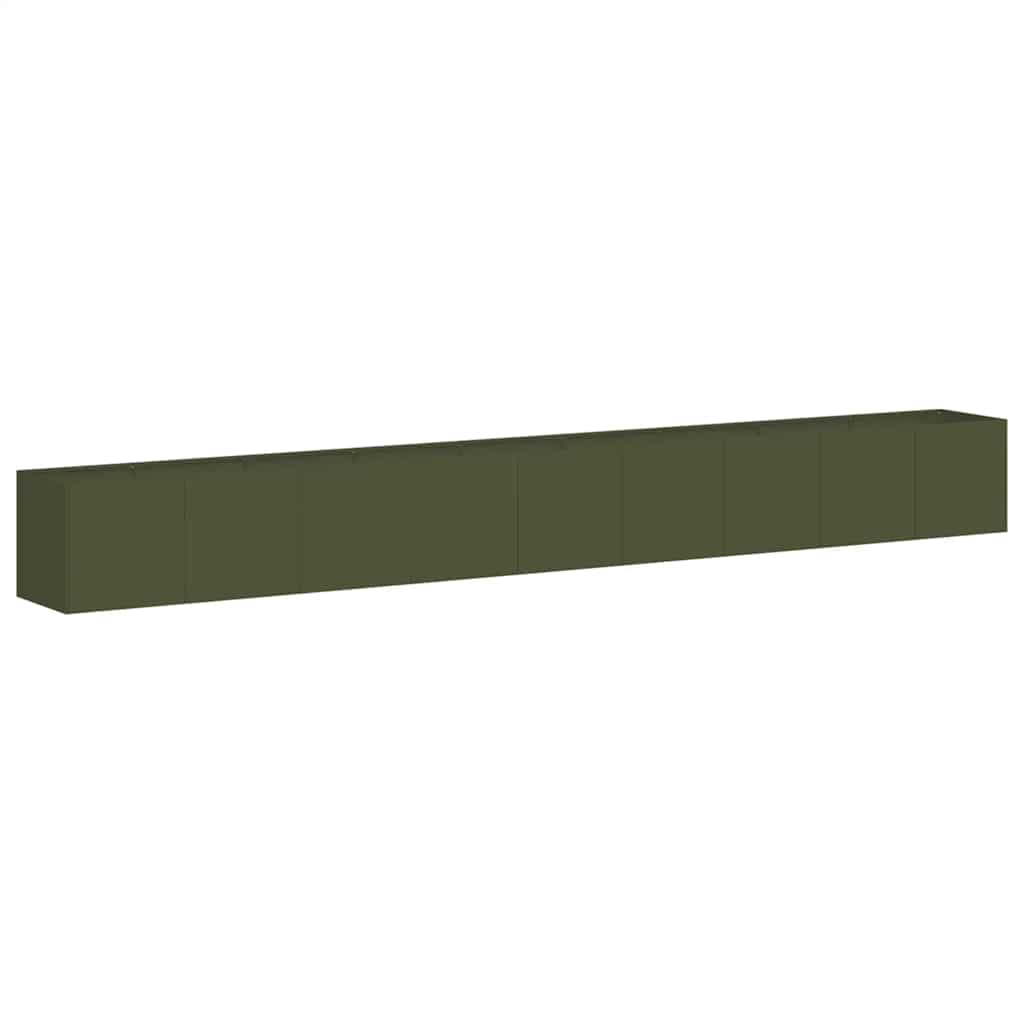 Vidaxl plantenbak 360x40x40 cm koudgewalst staal olijfgroen