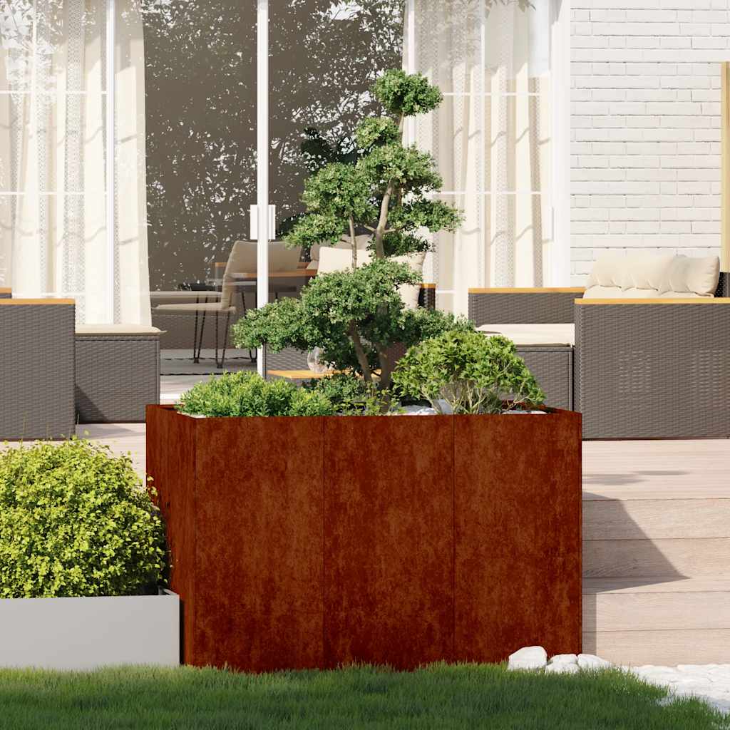 Vidaxl plantenbak roestig 120x80x80 cm weervast staal