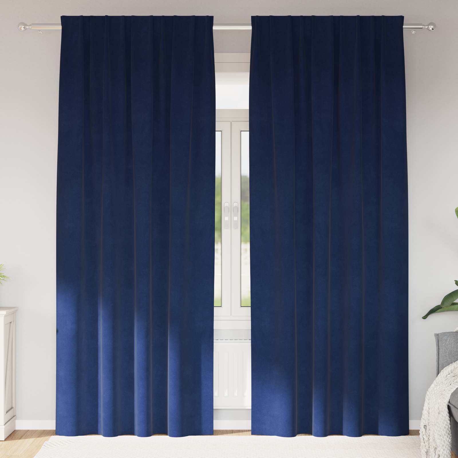 Vidaxl verduisterende gordijnen 2 pcs donkerblauw 140 x 260 cm fluweel