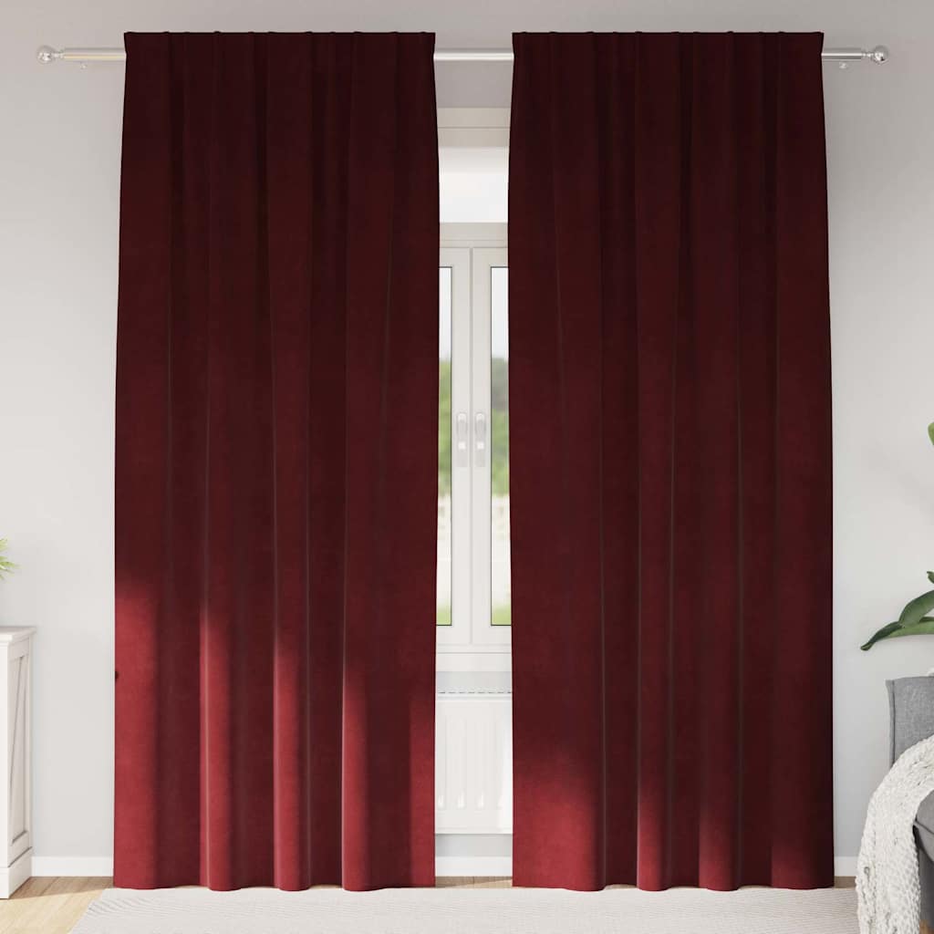 Vidaxl verduisterende gordijnen 2 pcs wijnrood 140 x 225 cm fluweel