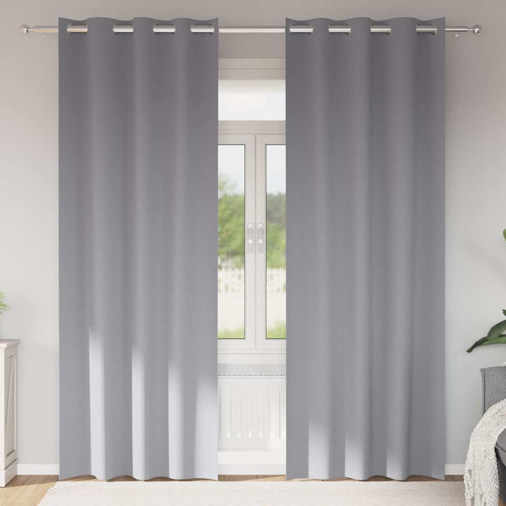 Vidaxl zwart-out gordijnen met ringen 2 pcs lichtgrijs 225 x 140 cm