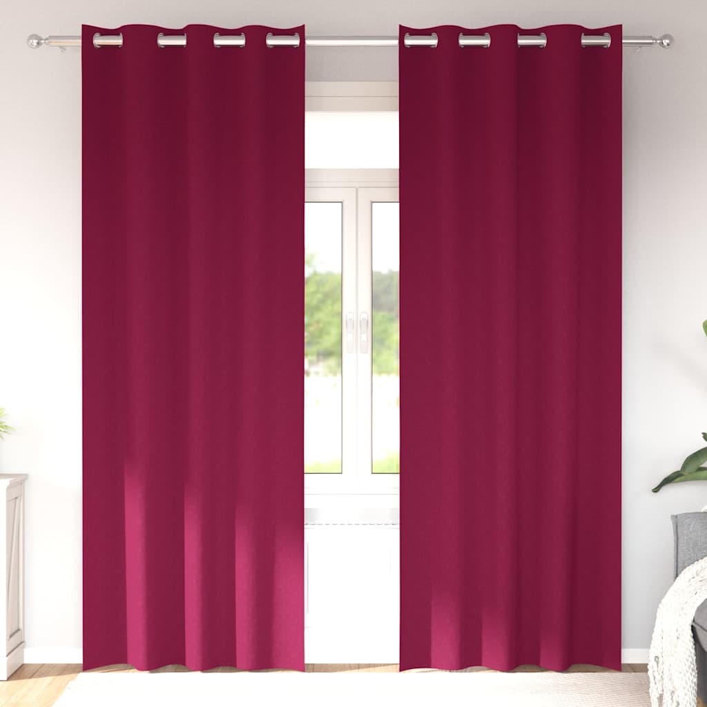 Vidaxl zwart-out gordijnen met ringen 2 pcs wijnrood 225 x 140 cm