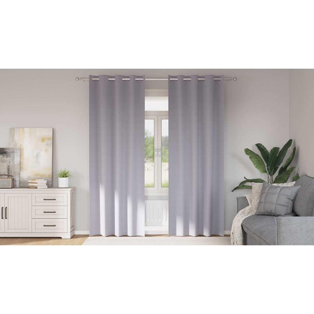 Vidaxl zwart-out gordijnen met ringen 2 pcs metaalgrijs 245 x 140 cm