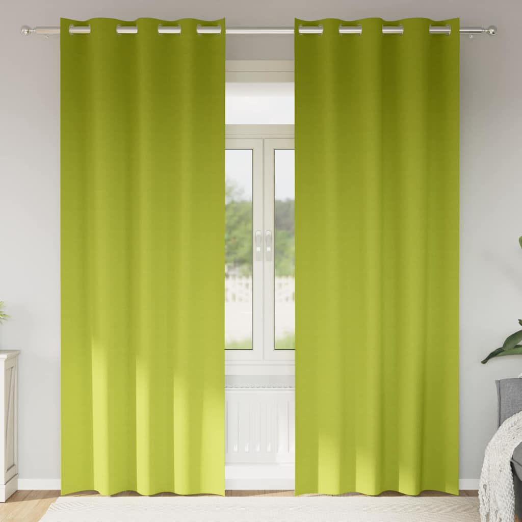 Vidaxl zwart-out gordijnen met ringen 2 pcs groen 245 x 140 cm