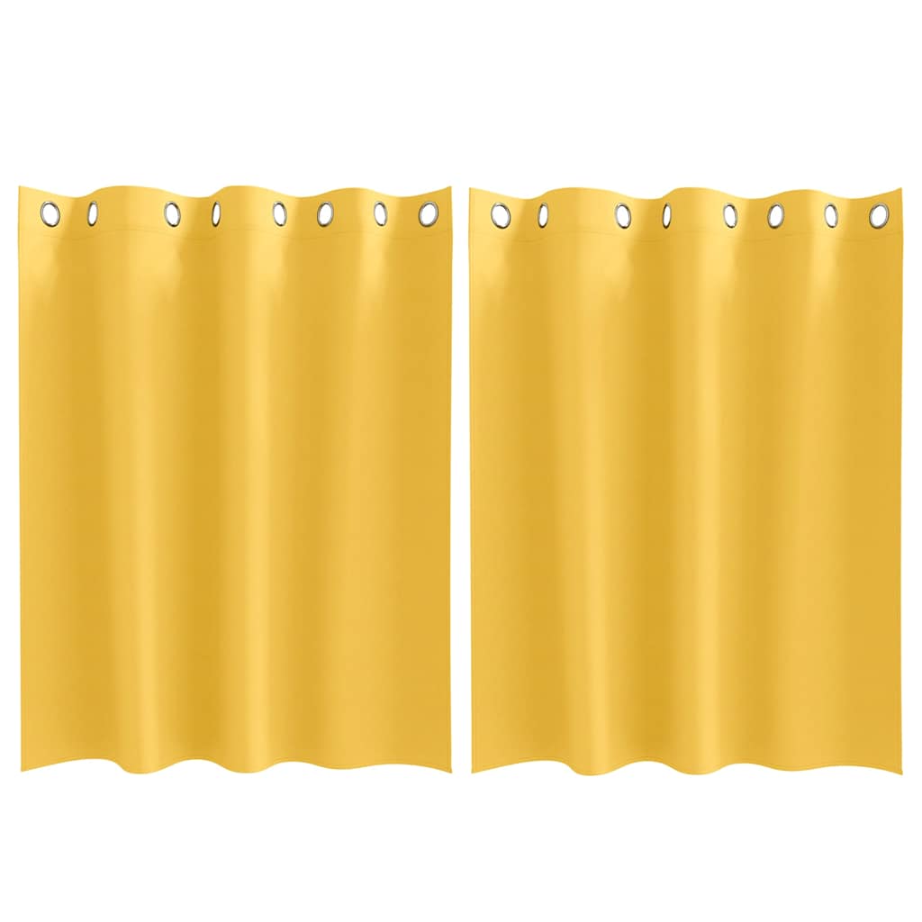 Vidaxl zwart-out gordijnen met ringen 2 pcs mosterdgeel 140 x 140 cm