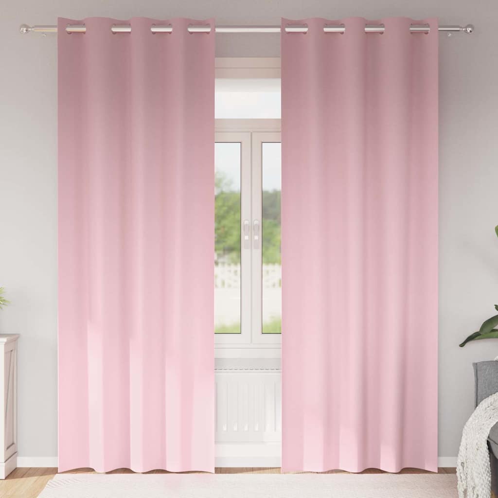 Vidaxl zwart-out gordijnen met ringen 2 pcs babyroze 225 x 140 cm