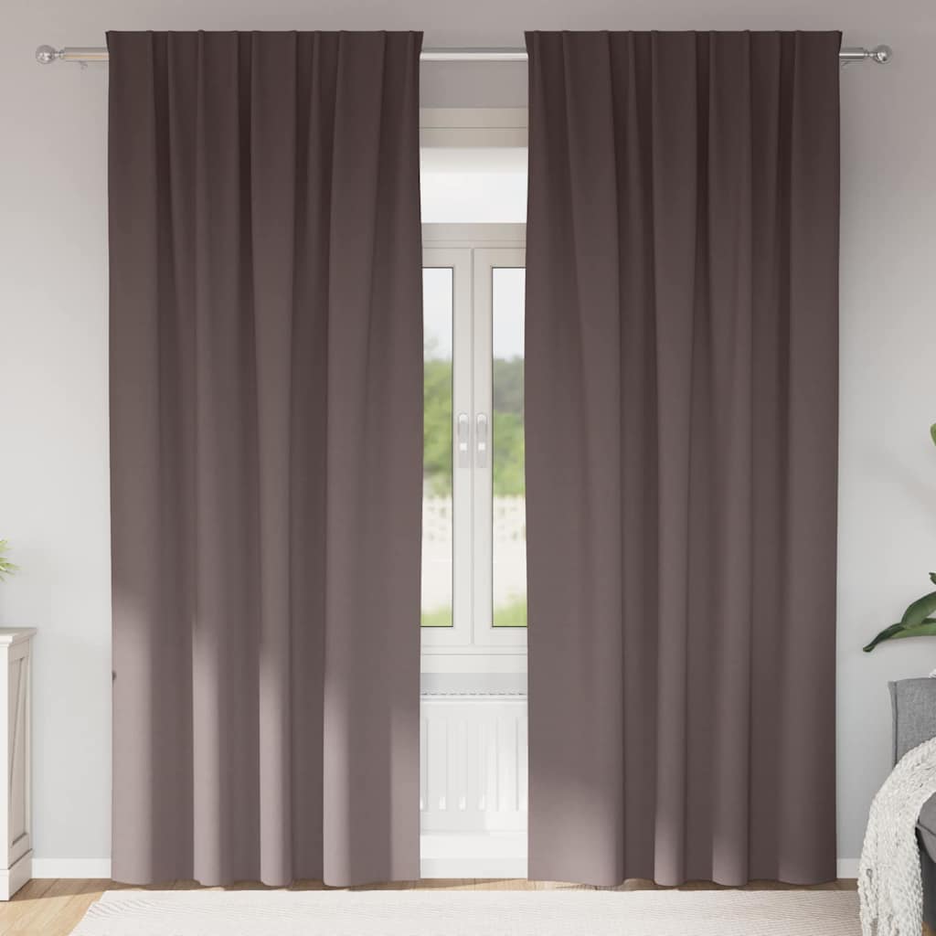 Vidaxl zwart-out gordijnen met ringen 2 pcs donkerbruin 225 x 140 cm