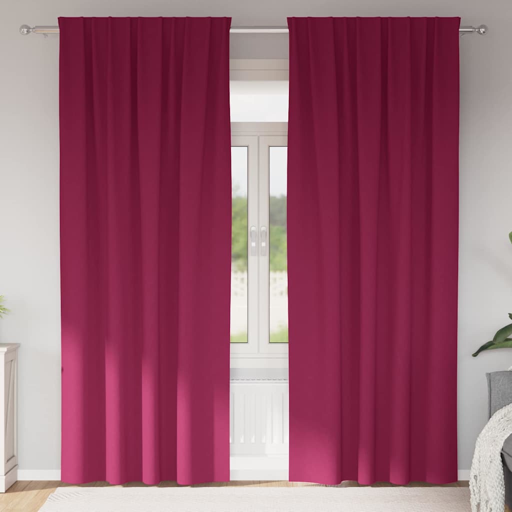 Vidaxl zwart-out gordijnen met ringen 2 pcs wijnrood 260 x 140 cm
