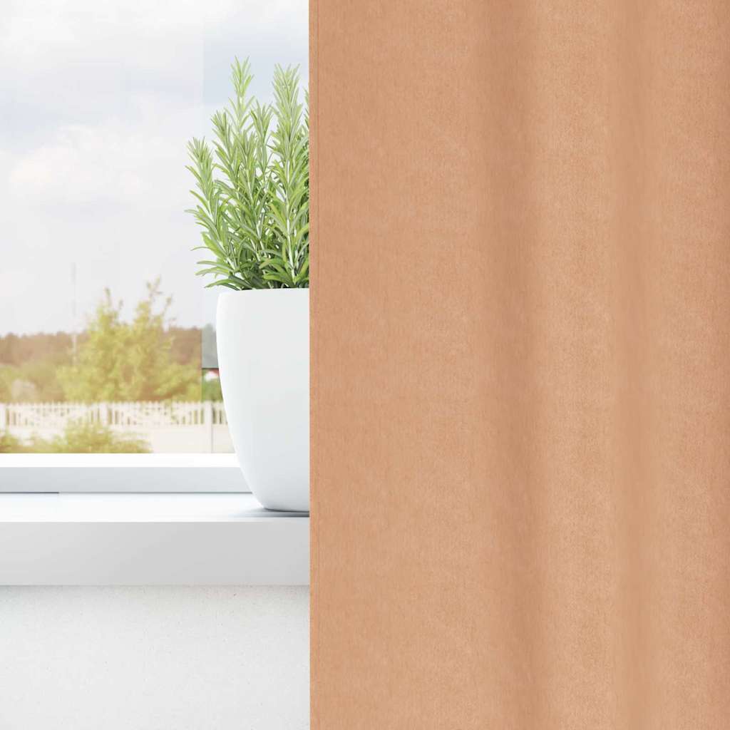 Vidaxl zwart-out gordijnen met ringen 2 pcs licht bruin 140 x 140 cm