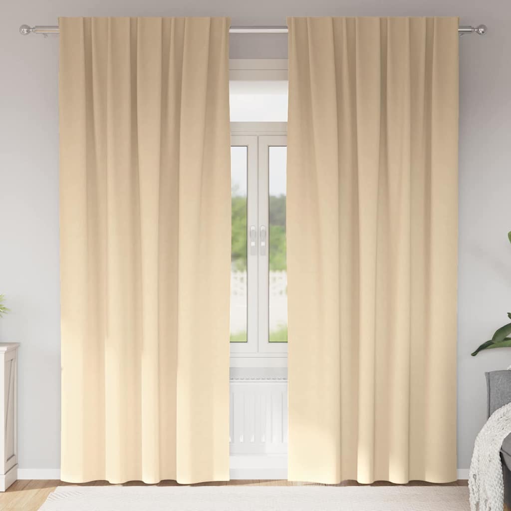Vidaxl zwart-out gordijnen met ringen 2 pcs crème 225 x 140 cm