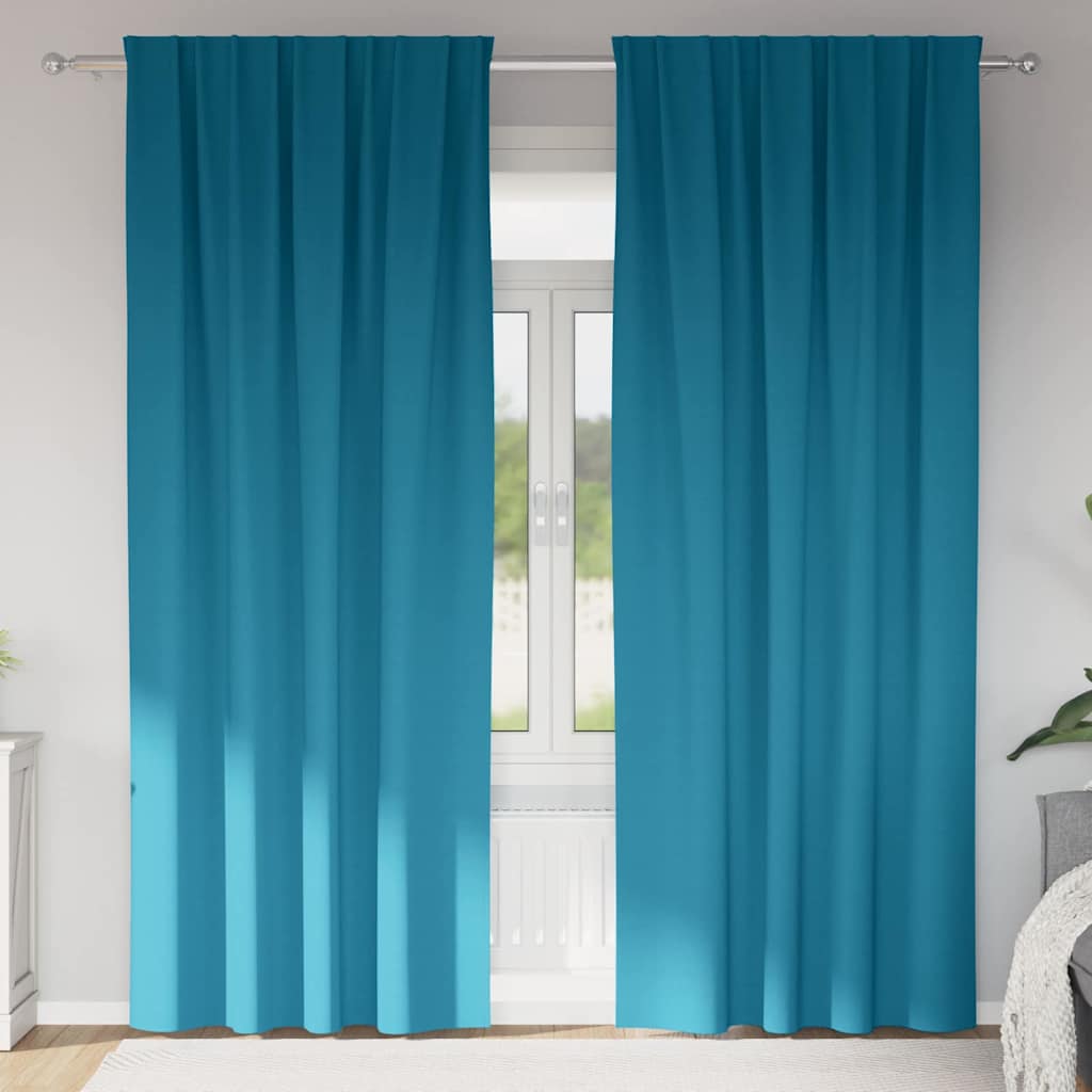 Vidaxl zwart-out gordijnen met ringen 2 pcs turquoise 260 x 140 cm