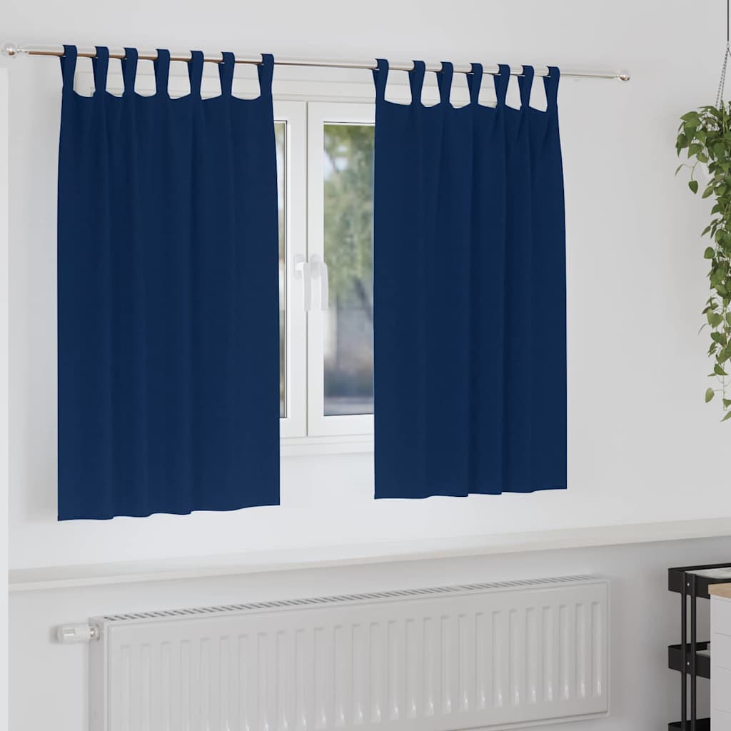 Vidaxl zwart-out gordijnen met ringen 2 pcs donkerblauw 140 x 140 cm