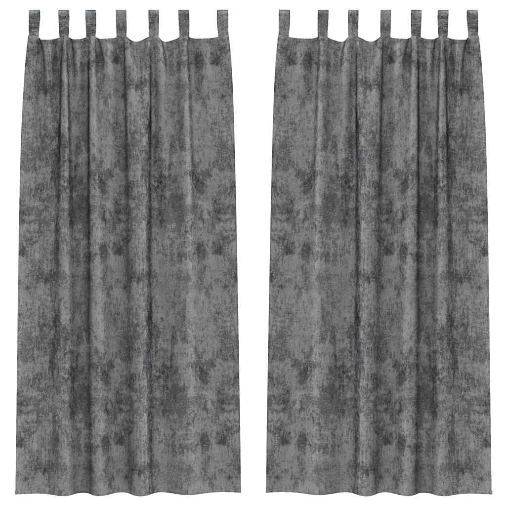 Vidaxl velvet gordijnen met gordijnen 2 pcs grijs 245 x 140 cm fluweel