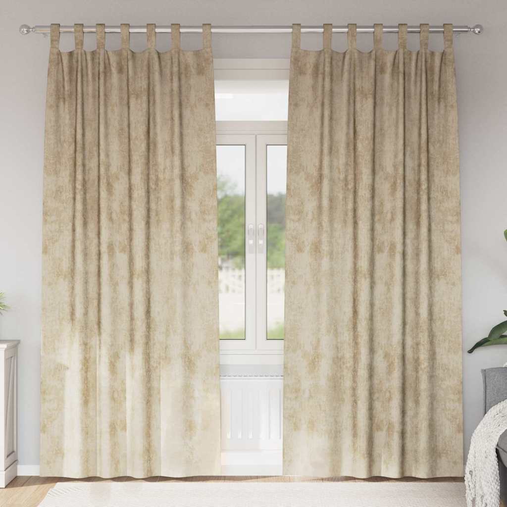 Vidaxl velvet gordijnen met gordijnen 2 pcs crème 225 x 140 cm fluweel