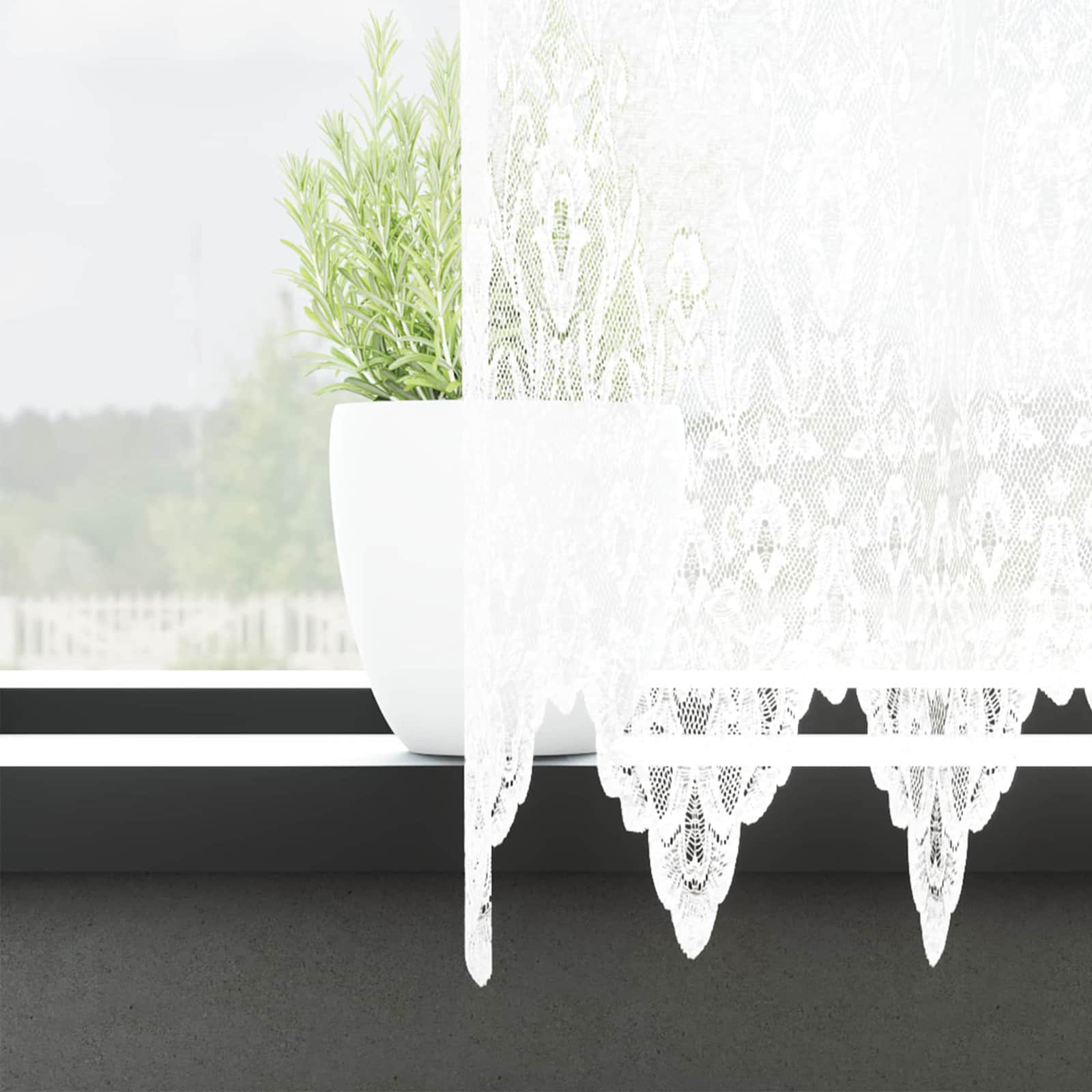 Vidaxl kantgordijn met gordijnen bloemen wit 200 x 600 cm polyester
