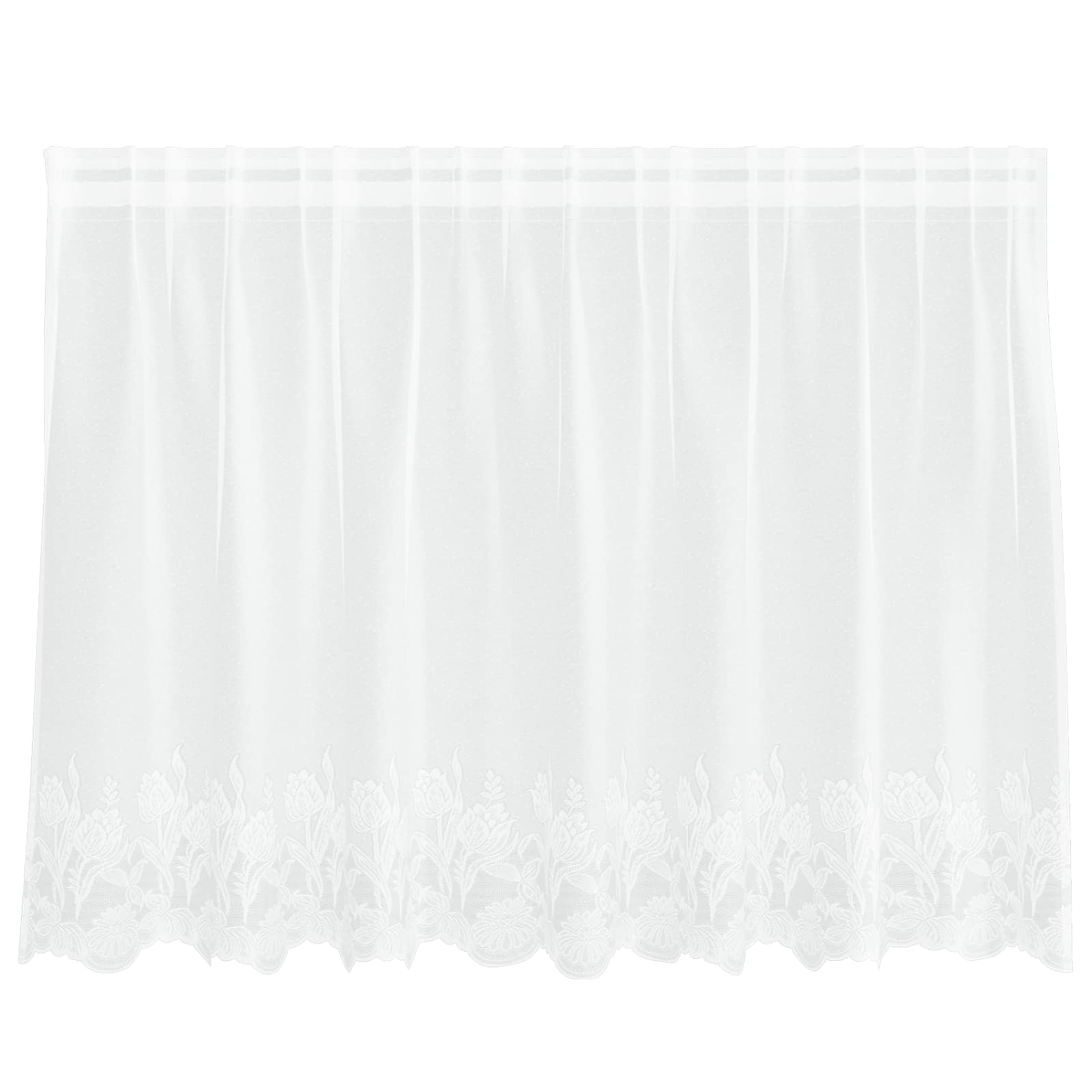 Vidaxl kantgordijn met gordijnen bloemen wit 80 x 200 cm polyester