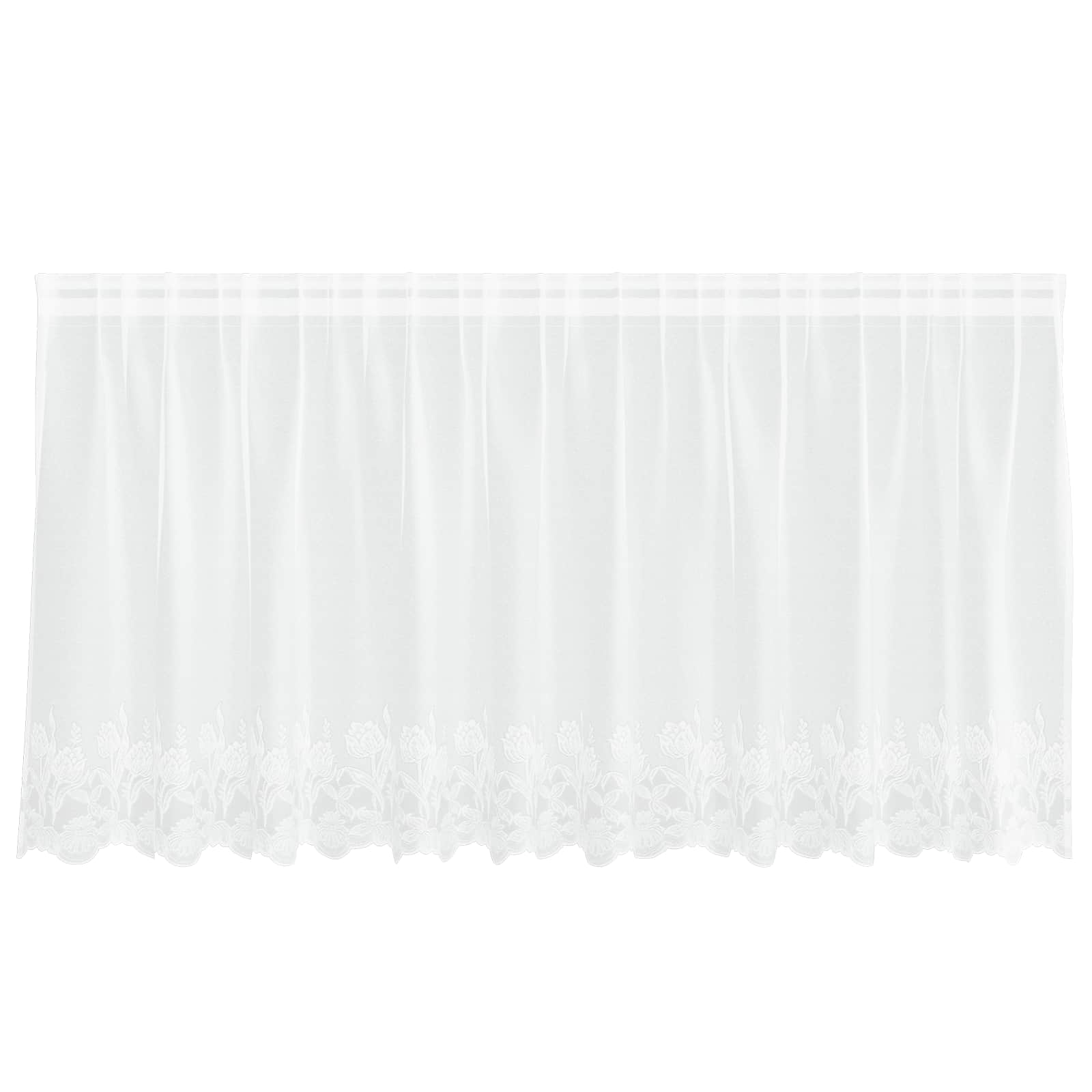 Vidaxl kantgordijn met gordijnen bloemen wit 120 x 300 cm polyester