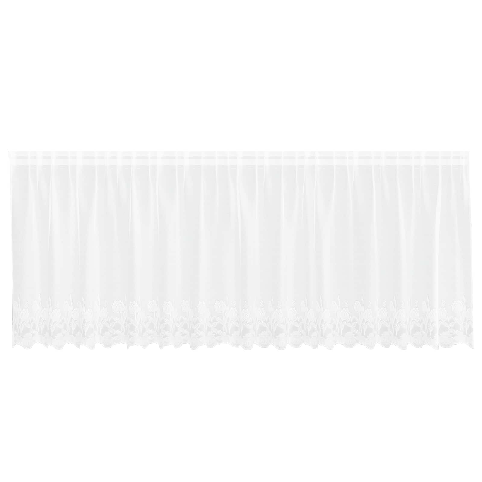 Vidaxl kantgordijn met gordijnen bloemen wit 80 x 400 cm polyester