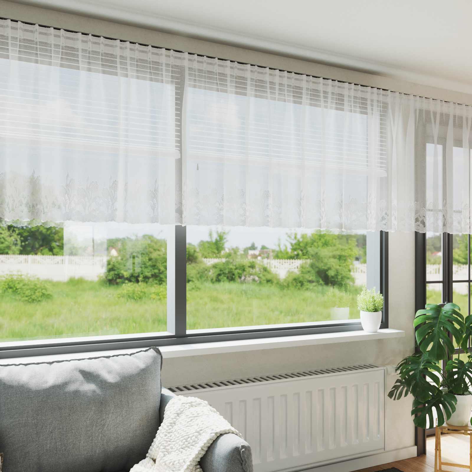Vidaxl kantgordijn met gordijnen wit 750 x 100 cm polyester