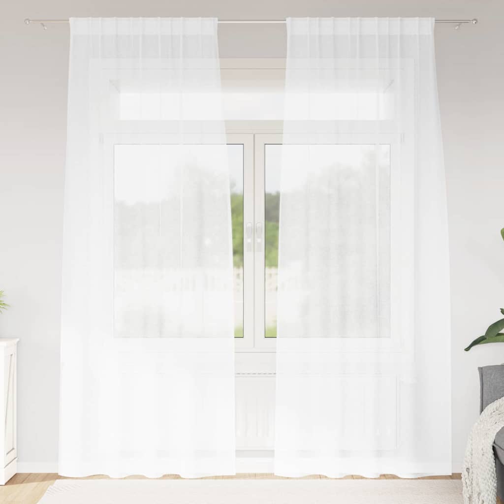 Vidaxl voile gordijn met gordijnen 2 pcs wit 245 x 140 cm polyester